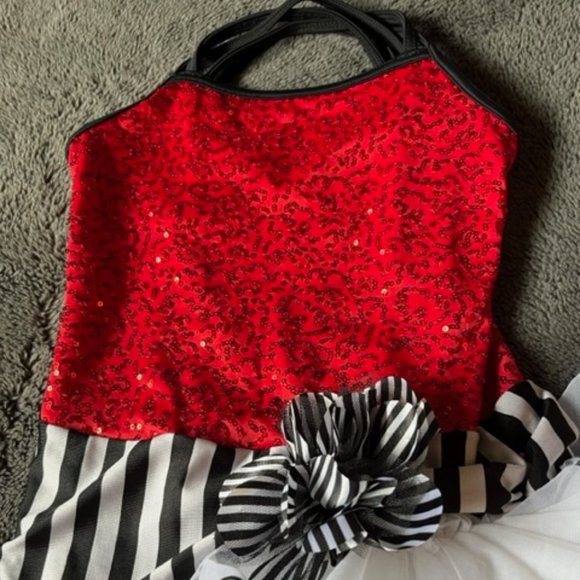 Weissman Red Sequin Jazz Tap Lyrical Dance Costume Girls Size MC - Picture 2 of 13